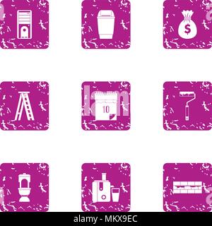 Trimming icons set, grunge style Stock Vector