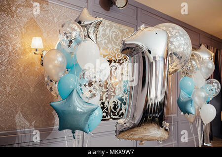 Large closeup inflatable ballon in the form of a number one Stock Photo