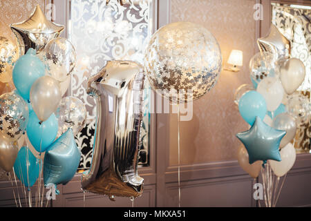 Large closeup inflatable ballon in the form of a number one Stock Photo