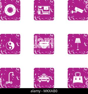 Professional supervision icons set, grunge style Stock Vector