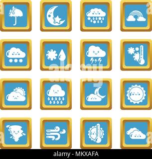Weater icons set sapphirine square vector Stock Vector