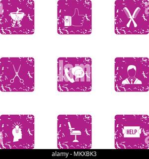 Brilliant idea icons set, grunge style Stock Vector