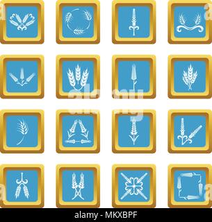 Ear corn icons set sapphirine square vector Stock Vector