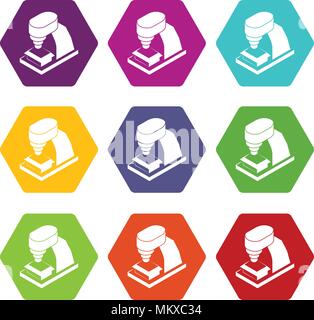 Machine tool icons set 9 vector Stock Vector