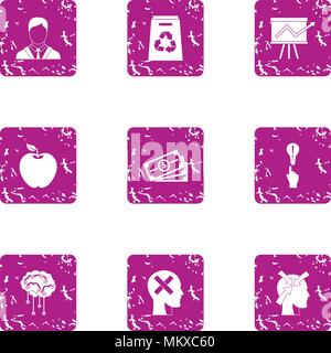 Million dollar idea icons set, grunge style Stock Vector