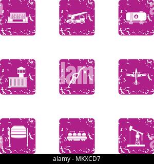 Refueling icons set, grunge style Stock Vector