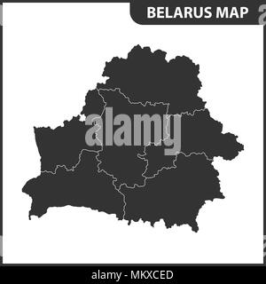 The detailed map of Belarus with regions or states. Administrative division Stock Vector