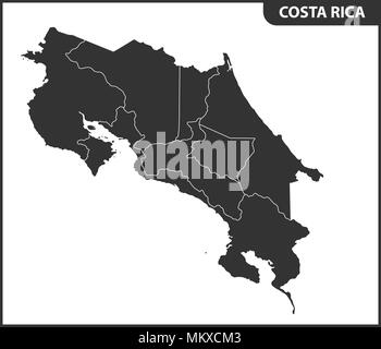 The detailed map of Costa Rica with regions or states. Administrative ...