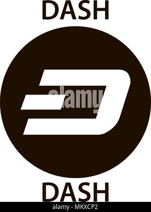 DASH cryptocurrency blockchain icon. Virtual electronic, internet money or cryptocoin symbol, logo Stock Vector