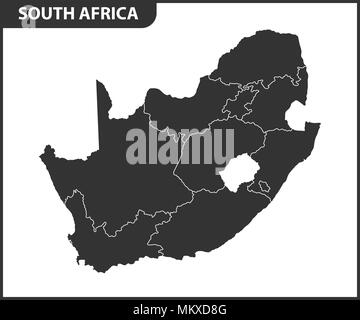 The detailed map of South Africa with regions or states. Administrative division Stock Vector