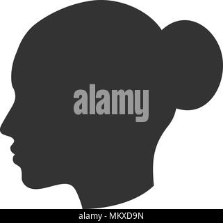 Silhouette of female head, woman face in profile, side view Stock Vector