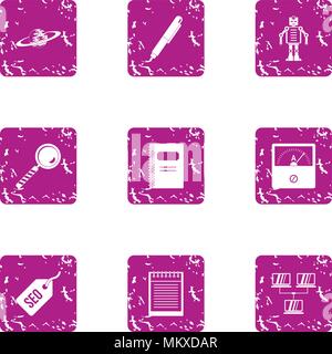 Seo android icons set, grunge style Stock Vector