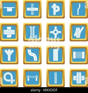 Road parts constructor icons set sapphirine square vector Stock Vector