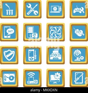 Computer repair service icons set sapphirine square vector Stock Vector