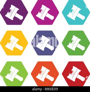 Big sledgehammer icons set 9 vector Stock Vector