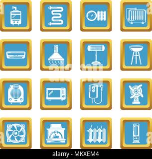 Heat cool air flow tools icons set sapphirine square vector Stock Vector