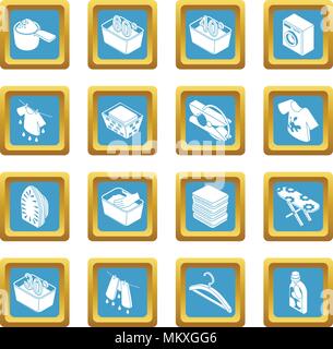 Laundry icons set sapphirine square vector Stock Vector