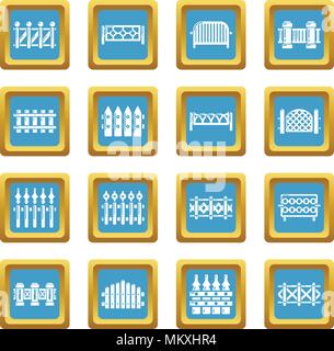 Different fencing icons set sapphirine square vector Stock Vector