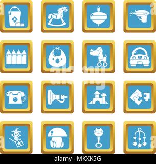 Kindergarten icons set sapphirine square vector Stock Vector