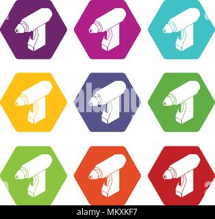 Manual welding torch icons set 9 vector Stock Vector