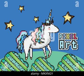 Pixel art fantasy cartoon Stock Vector
