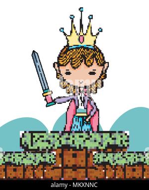 Pixel art fantasy cartoon Stock Vector