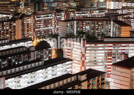 Night scene of estates area in Singapore. Stock Photo