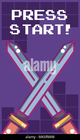 Press start videogame banner Stock Vector