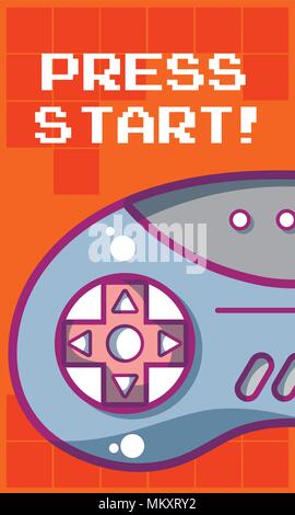Press start videogame banner Stock Vector