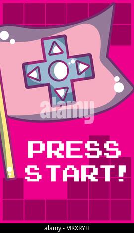 Press start videogame banner Stock Vector