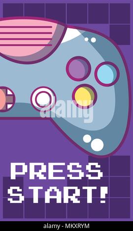 Press start videogame banner Stock Vector
