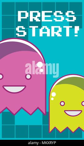 Press start videogame banner Stock Vector