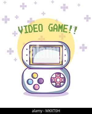 Modern videogame console portable with screen and buttons in black and ...