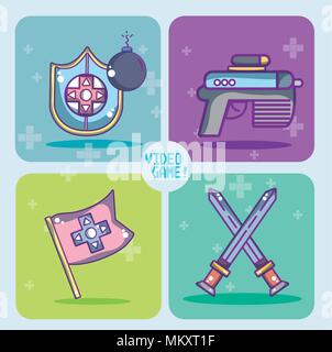 Set of videogames icons Stock Vector