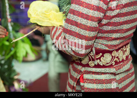 A Nepali Groom Performing Hindu Wedding Rituals  at Marriage Ceremony in Kathmandu,Nepal. Stock Photo