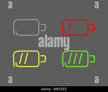 Steps of charging battery set icons draw effect. Vector illustration. Stock Vector