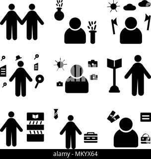 Set Of 9 simple editable icons such as Manager, Businessman, Librarian, Surgeon, Photographer, Detective, Lumberjack, Chemist, human resources, can be Stock Vector