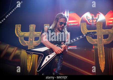 Richie Faulkner of Judas Priest performs on April 19, 2018 at the Warfield Theater in San Francisco, California. Stock Photo