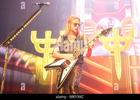 Richie Faulkner of Judas Priest performs on April 19, 2018 at the Warfield Theater in San Francisco, California. Stock Photo