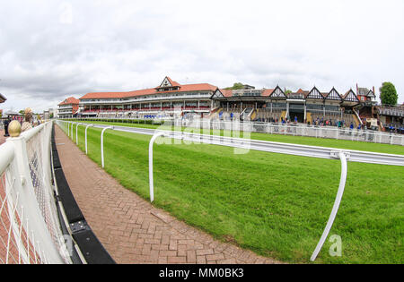 Chester Racecourse, Chester, UK. 9th May, 2018. The Boodles May Festival, City Day; The Grandstands at Chester racecourse Credit: Action Plus Sports/Alamy Live News Stock Photo