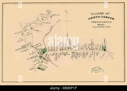 Map of North Carver. 1879 Stock Photo