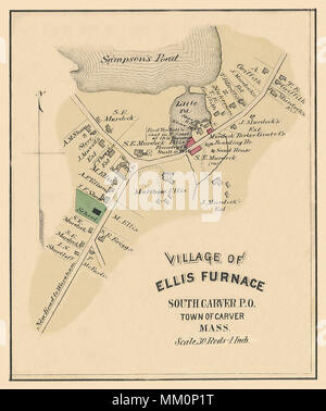 Map of Ellis Furnace. South Carver. 1879 Stock Photo