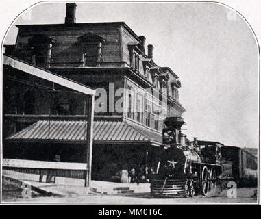 Railroad Station on Broad Street. Pawtucket. 1880 Stock Photo