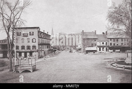 View of West Street from Central Square. Keene. 1870 Stock Photo