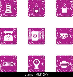 Tea ceremony icons set, grunge style Stock Vector