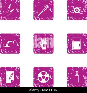 Auspices icons set, grunge style Stock Vector