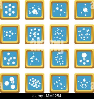 Molecule icons set sapphirine square vector Stock Vector