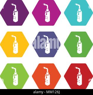 Avto welding torch icons set 9 vector Stock Vector
