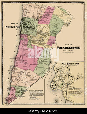 Map of Poughkeepsie. 1867 Stock Photo