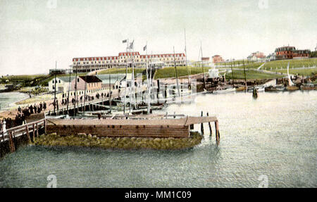 Ocean View Hotel and Boat Landing. Block Island. 1910 Stock Photo